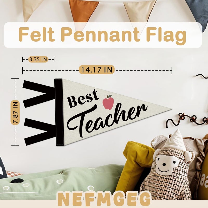NEFMGEG Teacher Office Decor, Best Teacher Wall Felt Pennants Banners Flags, Teachers Appreciation Gifts Wall Hanging Decor for Office Workplace Classroom - Image 3